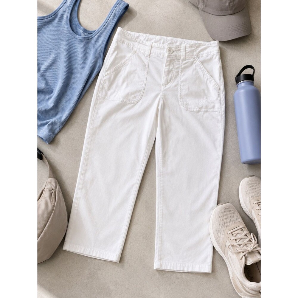 Columbia PFG Cropped Pants Women 6 White Fishing Hiking Outdoor Athleisure Golf